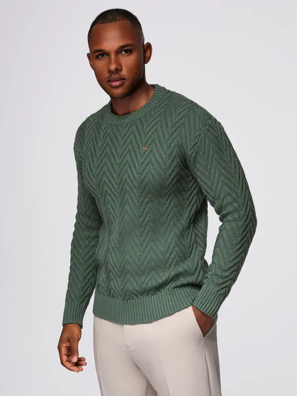 Ombre Ombre Men's knit sweater with zigzag weave - faded green