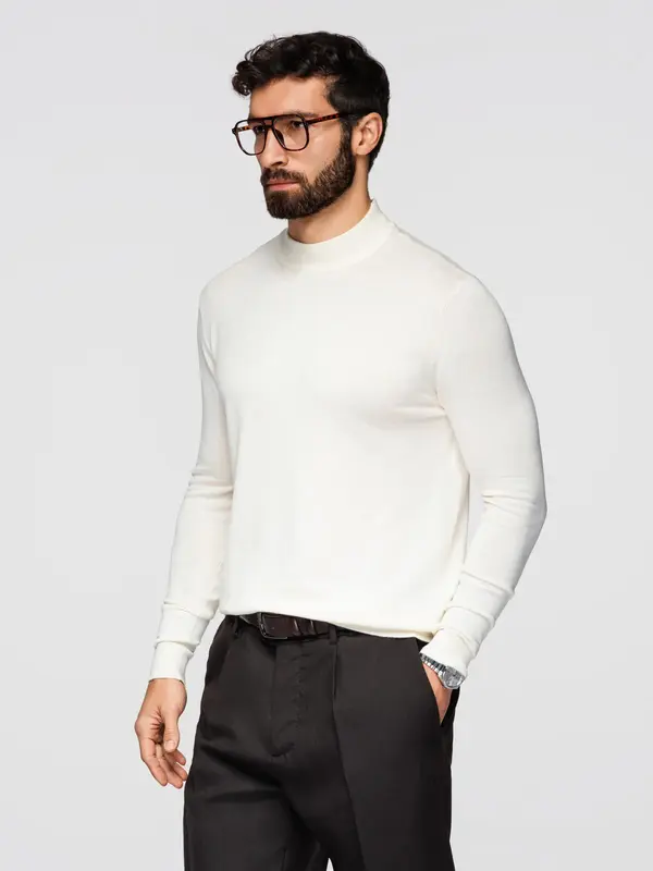 Ombre Ombre Men's knitted half turtleneck with viscose - cream