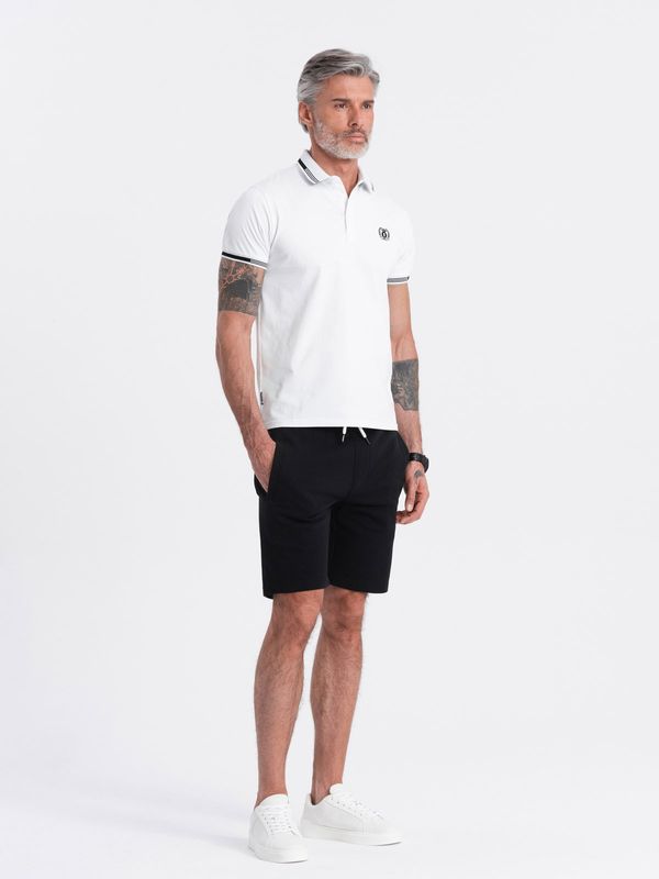 Ombre Ombre Men's knitted shorts with drawstring and pockets - black