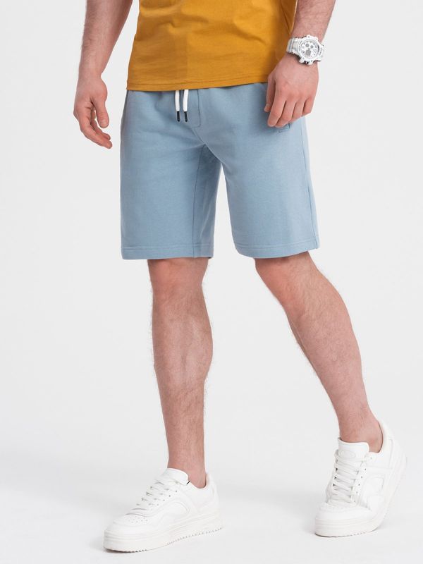 Ombre Ombre Men's knitted shorts with drawstring and pockets - light blue