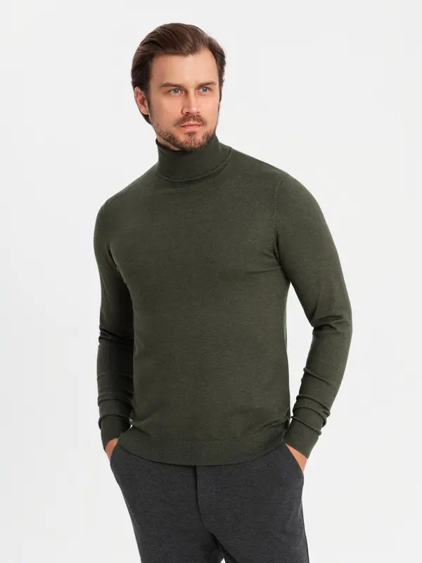 Ombre Ombre Men's knitted turtleneck with viscose - dark grey
