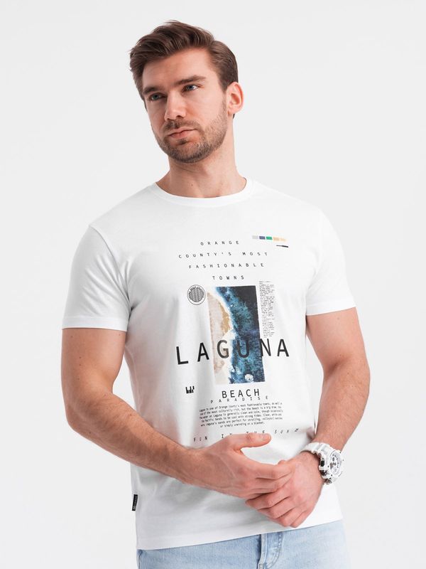 Ombre Ombre Men's lagoon print cotton t-shirt - white