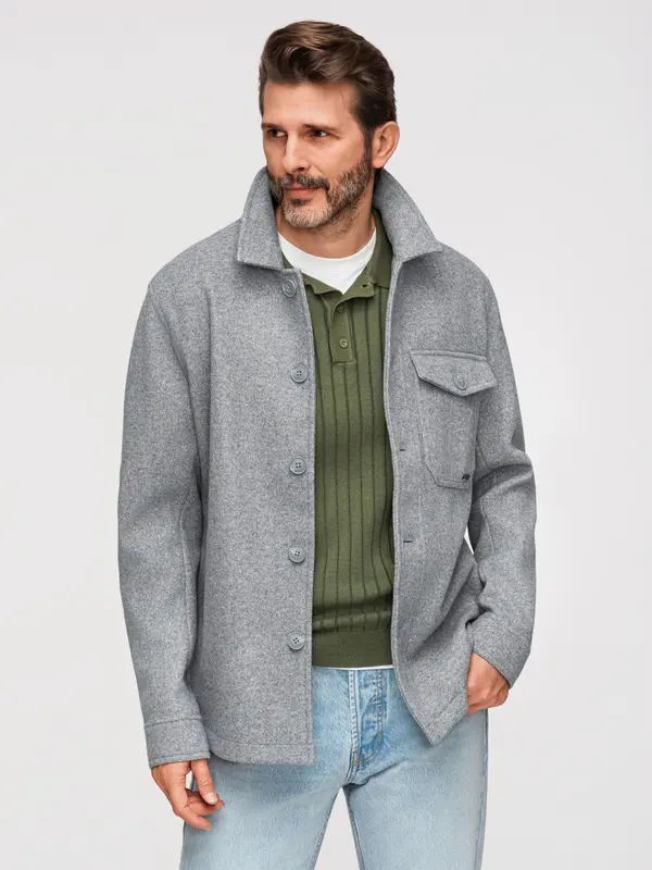 Ombre Ombre Men's lightweight fleece jacket with viscose - gray