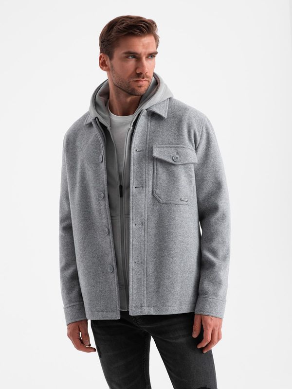 Ombre Ombre Men's lightweight fleece jacket with viscose - gray