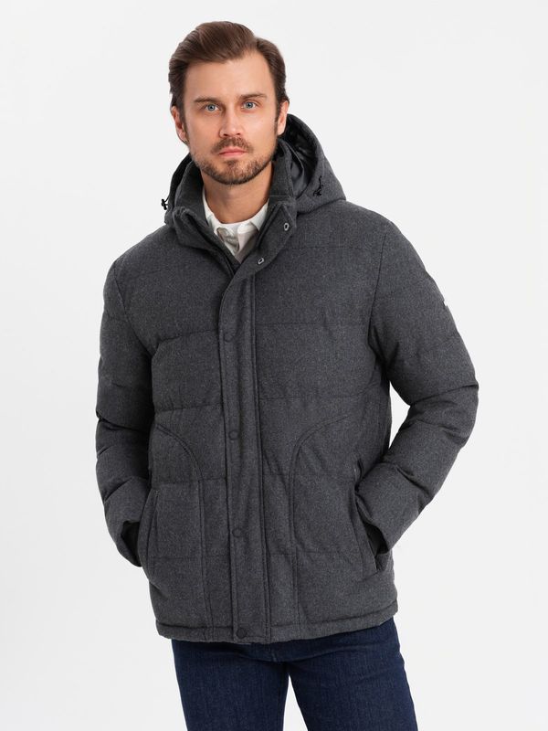 Ombre Ombre Men's lightweight jacket with mesh lining and hood - black