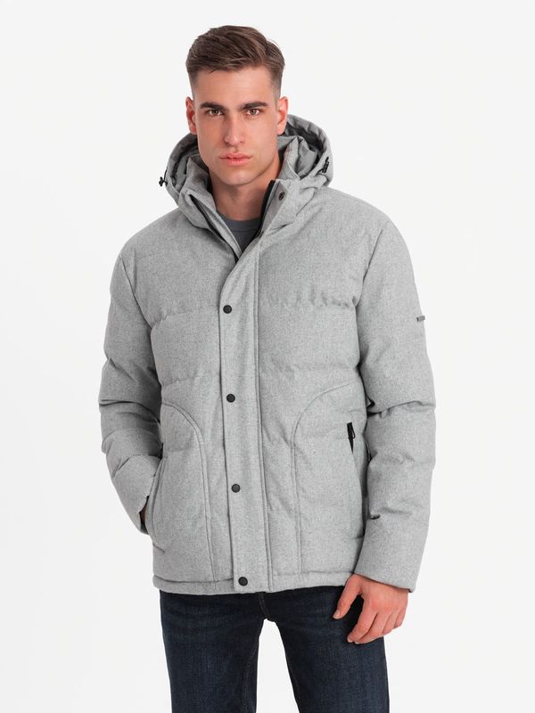 Ombre Ombre Men's lightweight jacket with mesh lining and hood - grey