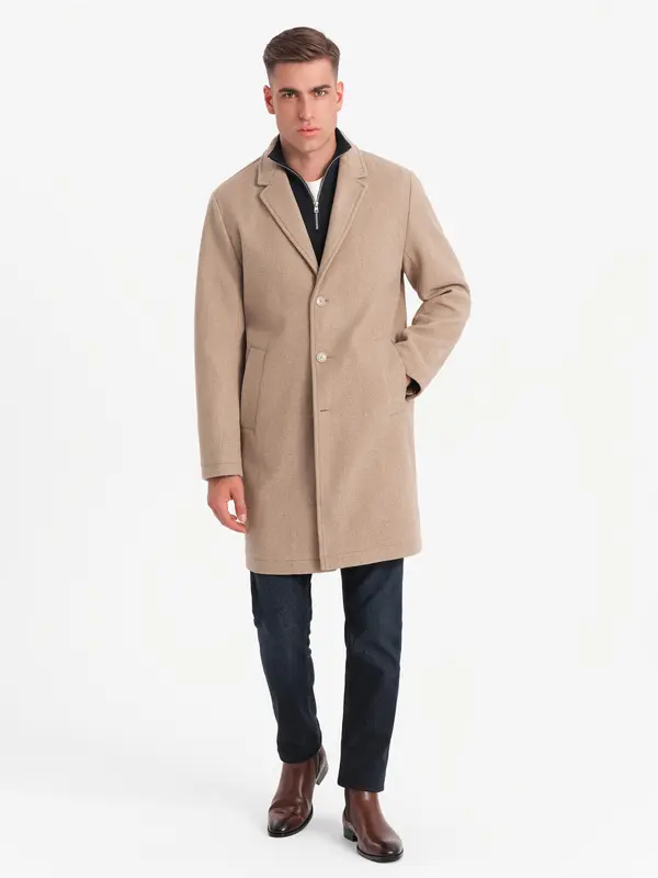 Ombre Ombre Men's lightweight single-breasted coat - beige