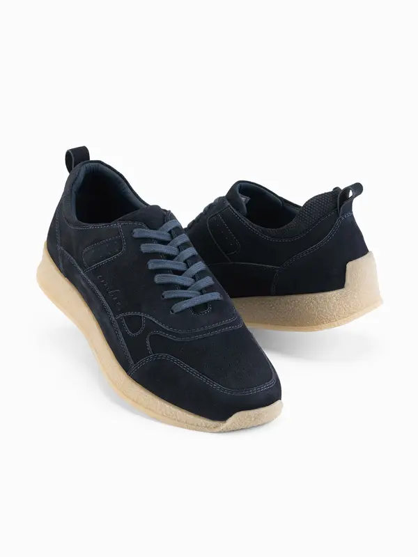 Ombre Ombre Men's lightweight suede sports style sneakers - navy blue