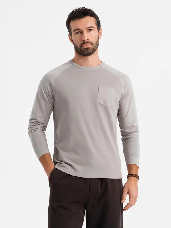 Ombre Ombre Men's longsleeve with "waffle" texture - ash