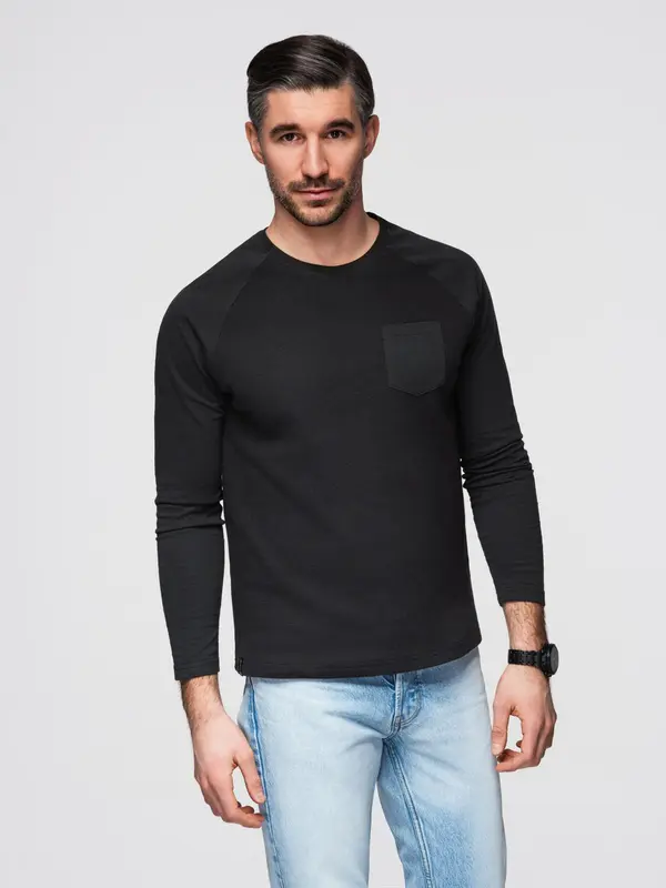 Ombre Ombre Men's longsleeve with "waffle" texture - black
