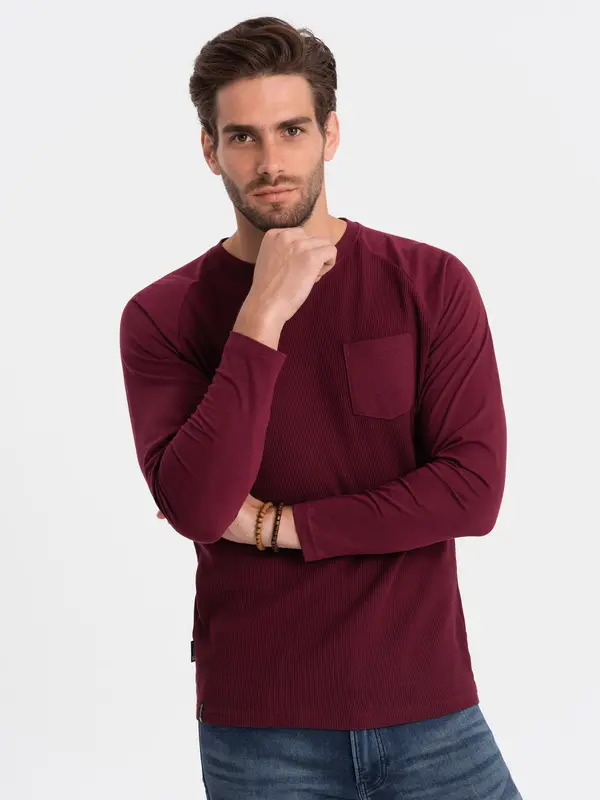Ombre Ombre Men's longsleeve with "waffle" texture - maroon