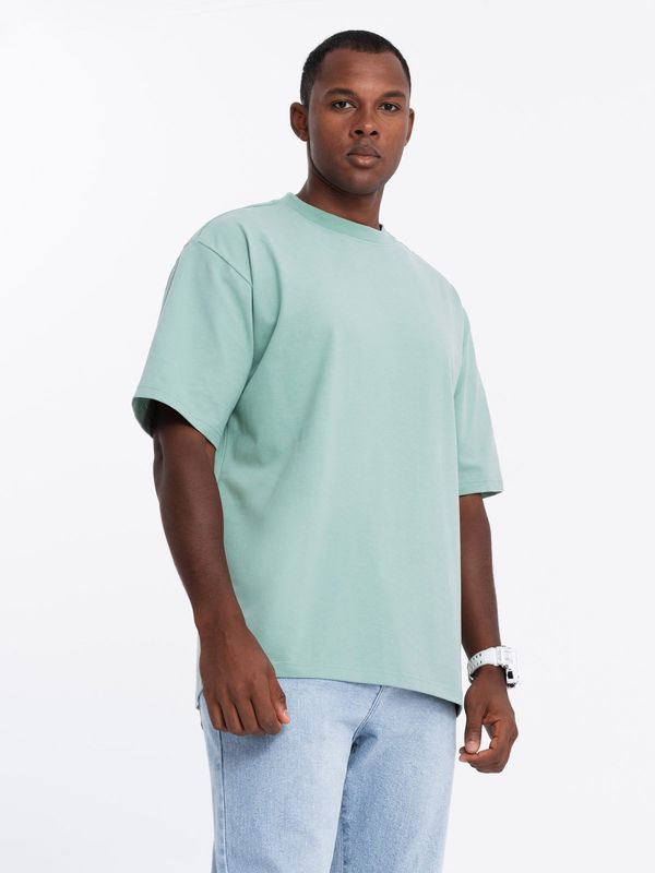 Ombre Ombre Men's LOOSE FIT cotton t-shirt with round neckline - mint