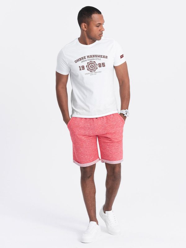 Ombre Ombre Men's LOOSE FIT melange fabric shorts - bright red