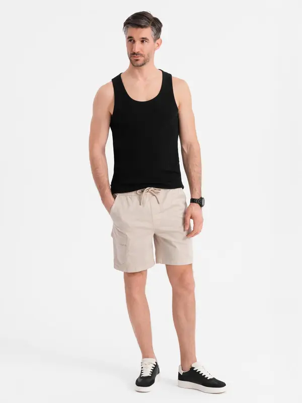 Ombre Ombre Men's loose-fit shorts with cargo pockets - cream