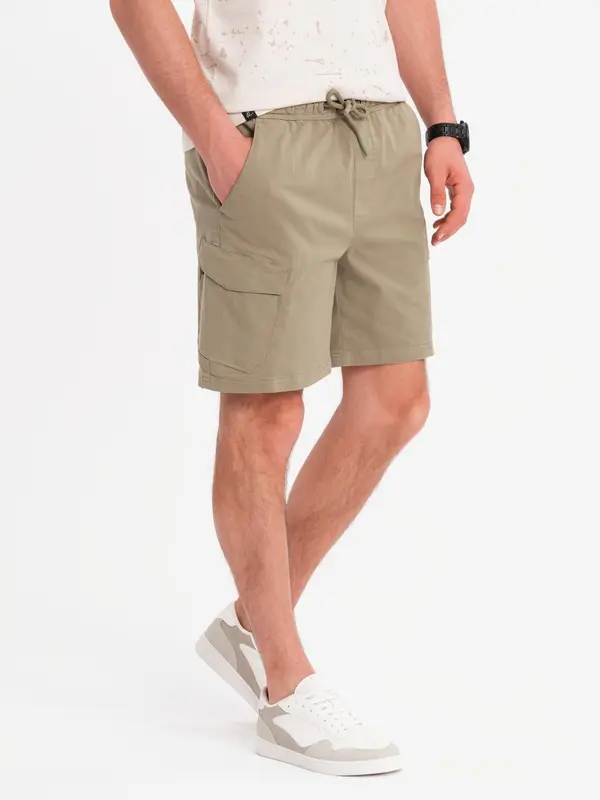 Ombre Ombre Men's loose-fit shorts with cargo pockets - light olive