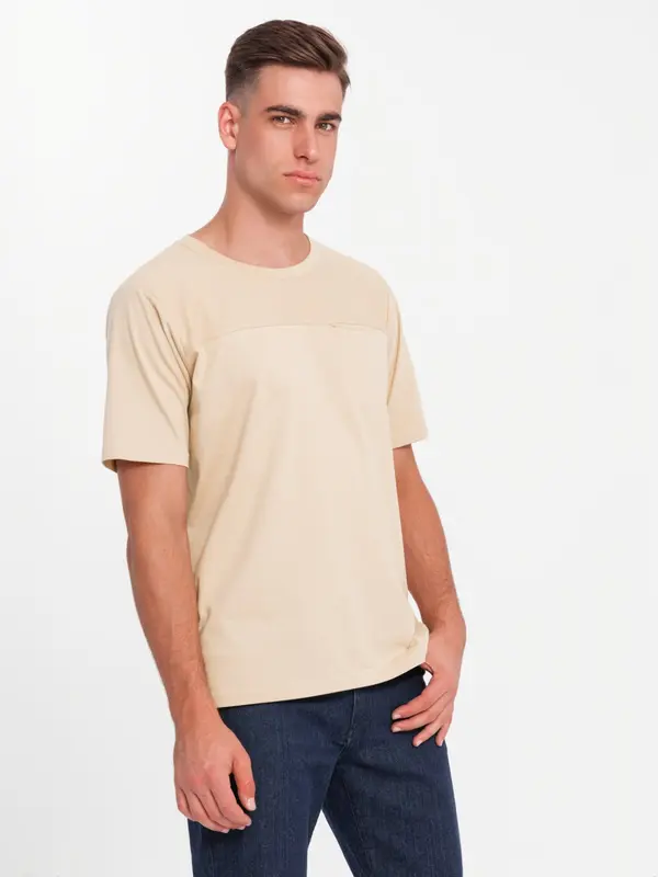 Ombre Ombre Men's LOOSE FIT T-shirt with pocket - beige
