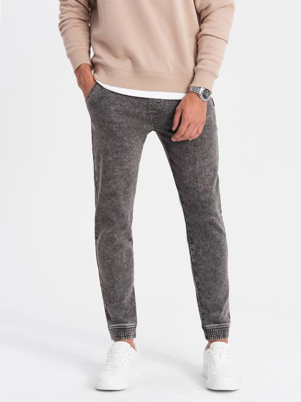 Ombre Ombre Men's marbled denim JOGGERS pants - gray