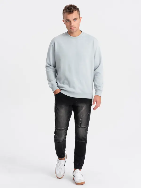 Ombre Ombre Men's marbled JOGGERS pants with rubbed edges - black