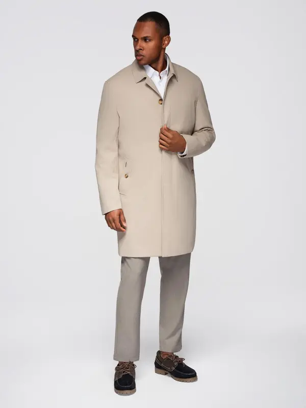 Ombre Ombre Men's minimalist coat with detachable vest - beige