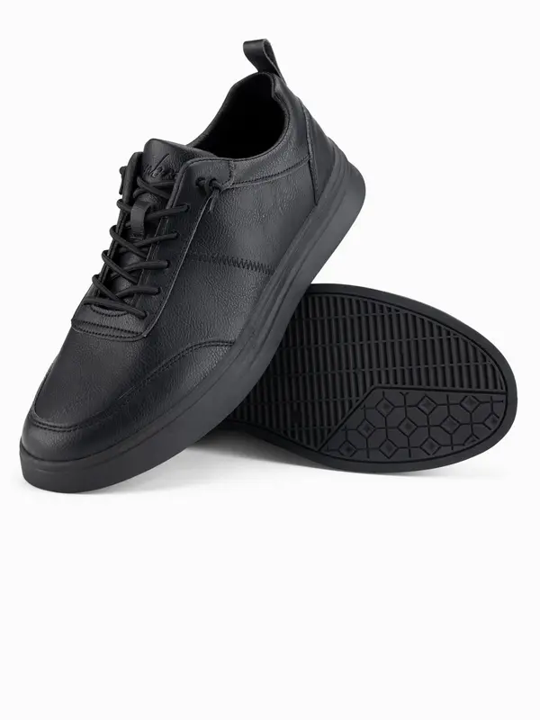 Ombre Ombre Men's monochromatic sports style shoes with stitching - black