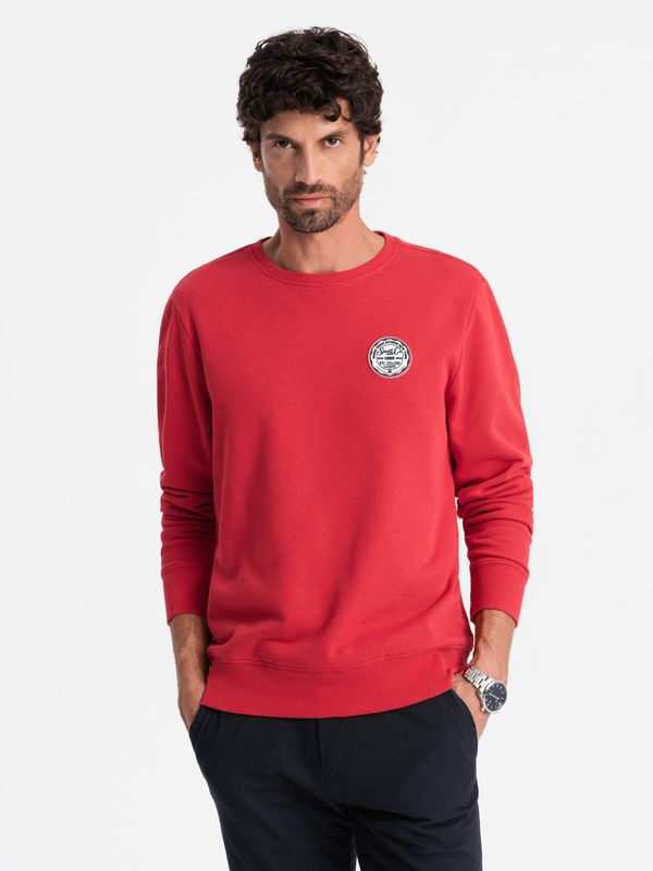 Ombre Ombre Men's non-stretch sweatshirt with college style patch - red