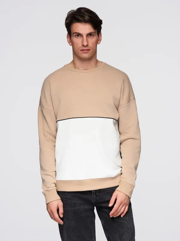 Ombre Ombre Men's OVERSIZE sweatshirt with contrasting color combination - beige
