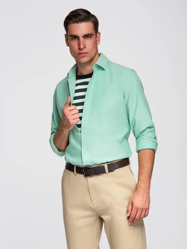 Ombre Ombre Men's pastel cotton oxford shirt - mint
