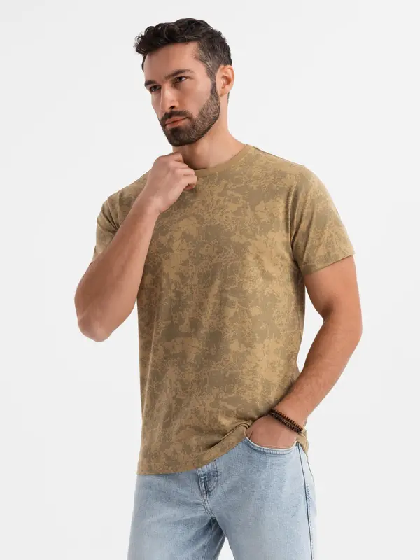 Ombre Ombre Men's patterned cotton short-sleeved T-shirt - olive