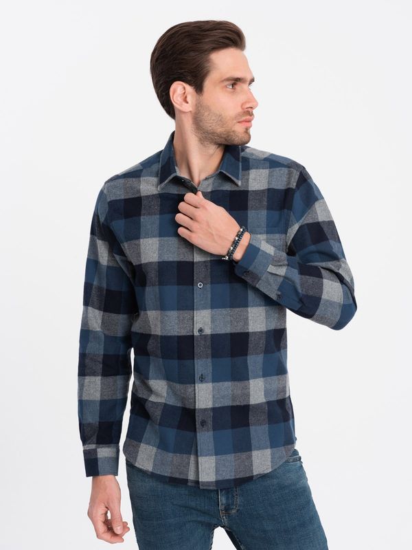 Ombre Ombre Men's plaid flannel shirt - blue