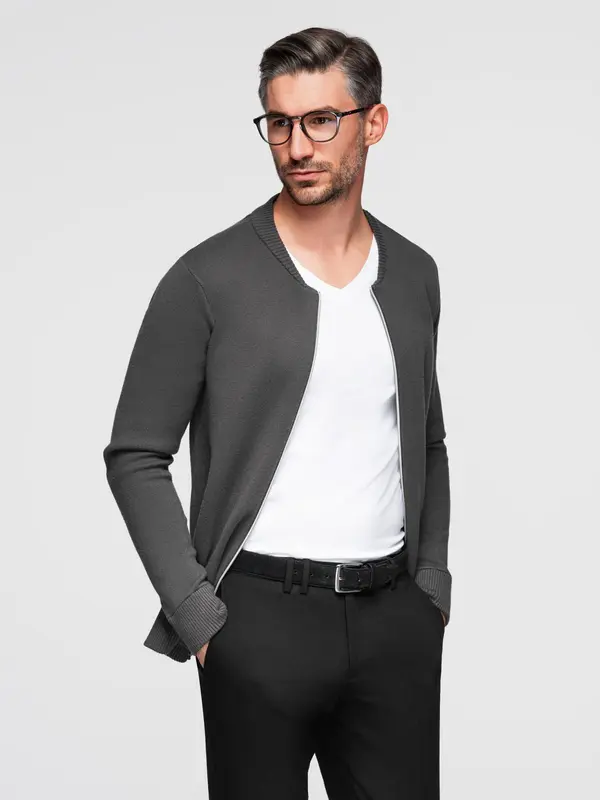 Ombre Ombre Men's plain zip sweater - graphite