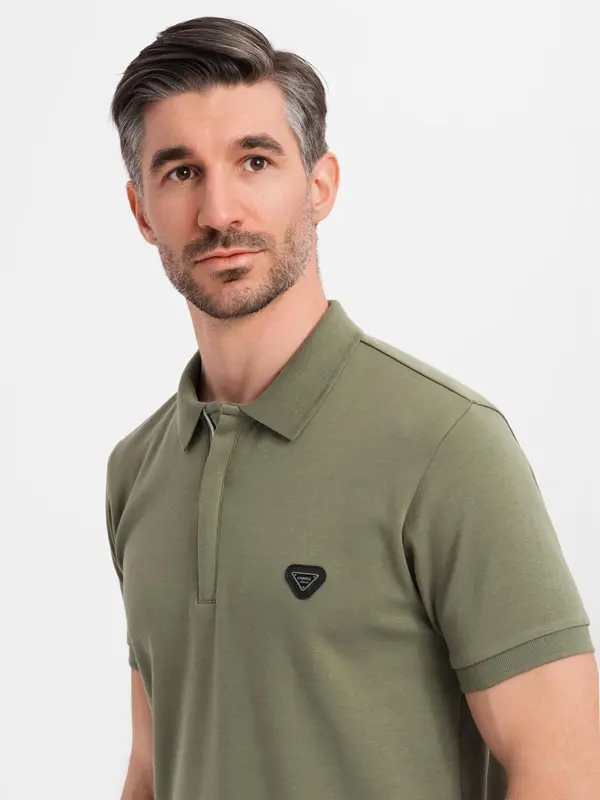 Ombre Ombre Men's polo shirt with zip neckline - olive