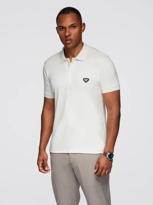 Ombre Ombre Men's polo shirt with zipper neckline - white