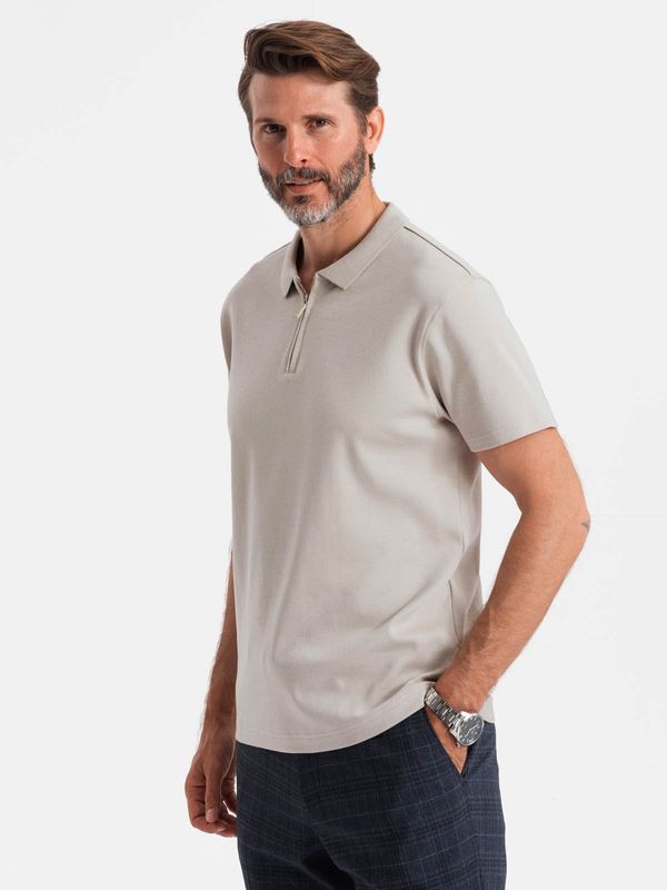Ombre Ombre Men's polo shirt with zippered collar - ash
