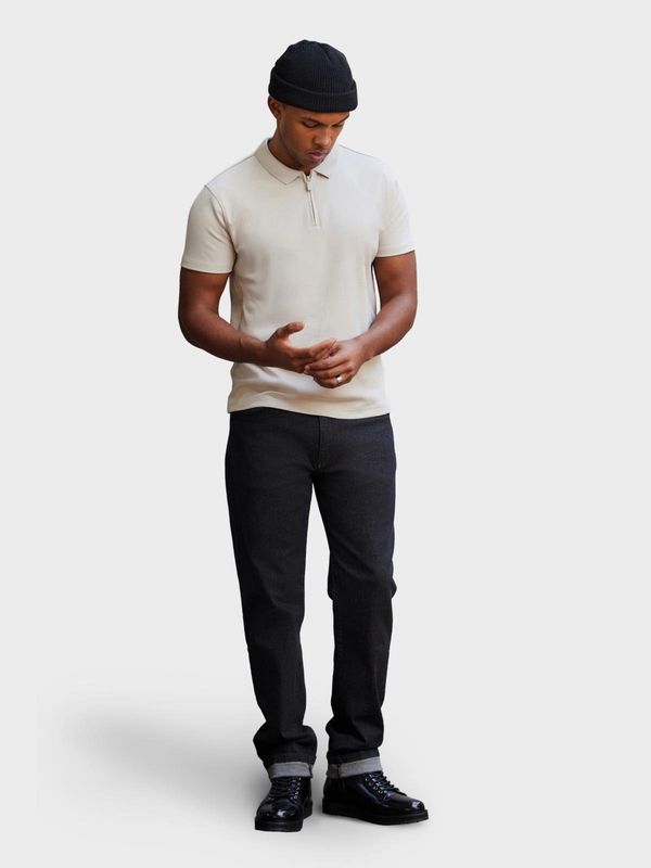 Ombre Ombre Men's polo shirt with zippered collar - cream