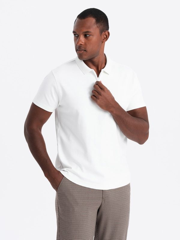 Ombre Ombre Men's polo shirt with zippered collar - white