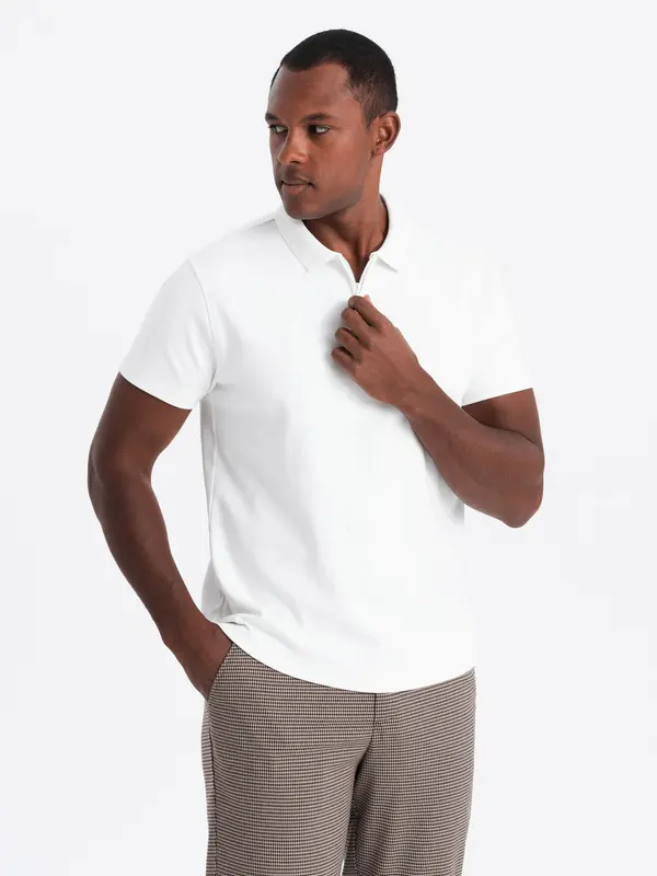 Ombre Ombre Men's polo shirt with zippered collar - white