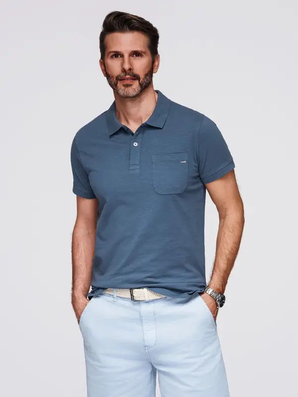 Ombre Ombre Men's polo t-shirt with decorative buttons