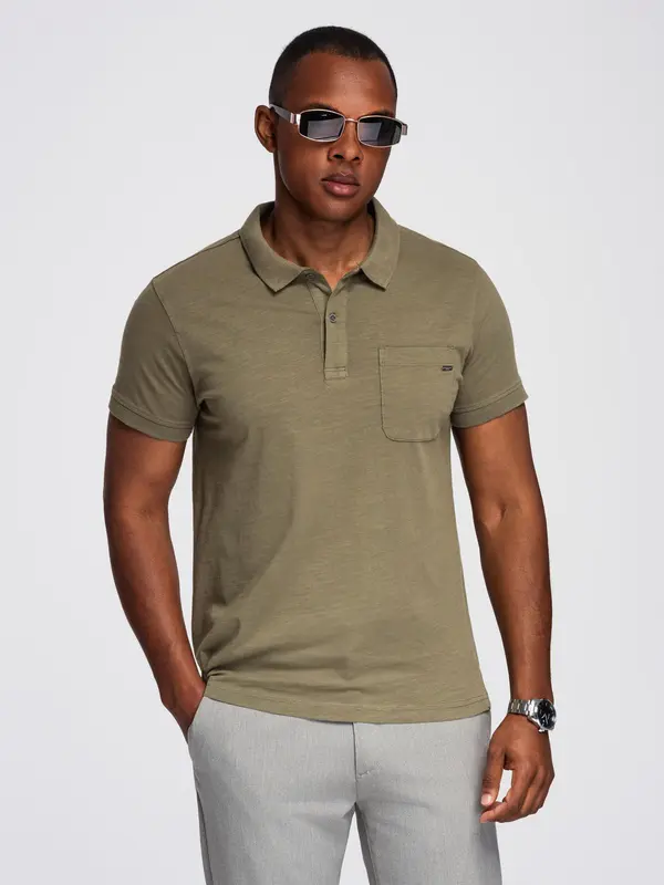 Ombre Ombre Men's polo t-shirt with decorative buttons