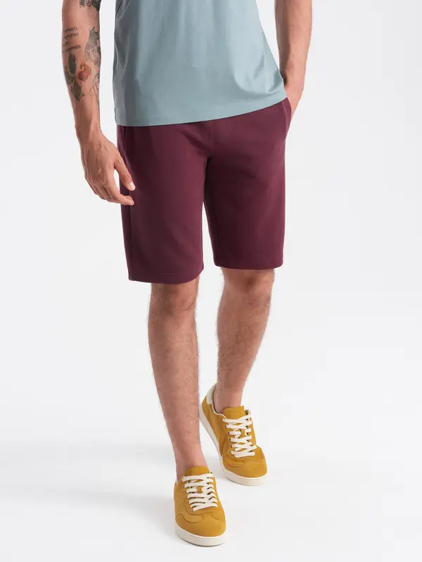 Ombre Ombre Men's pre-knee BASIC sweat shorts - maroon