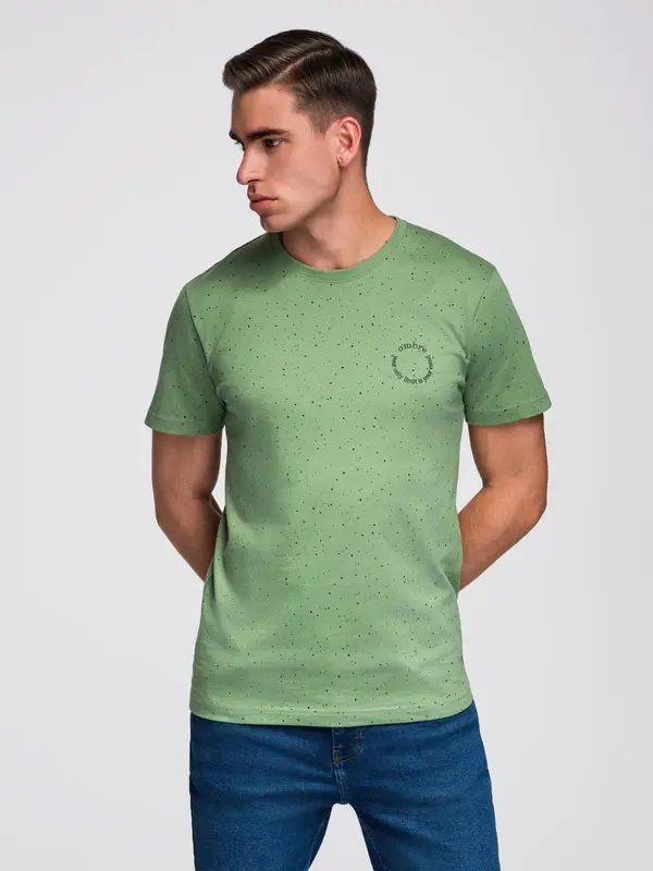 Ombre Ombre Men's printed cotton t-shirt with round neckline - green