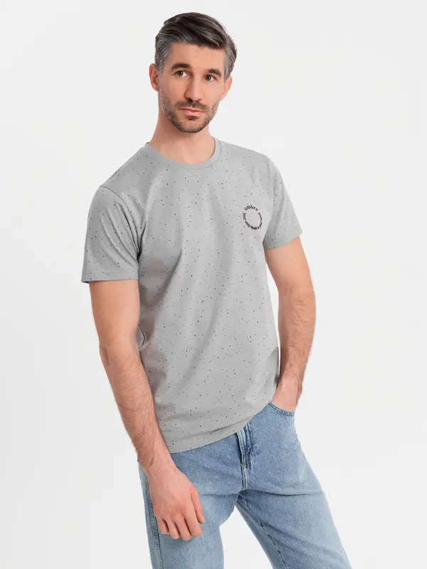 Ombre Ombre Men's printed cotton T-shirt with round neckline - light grey