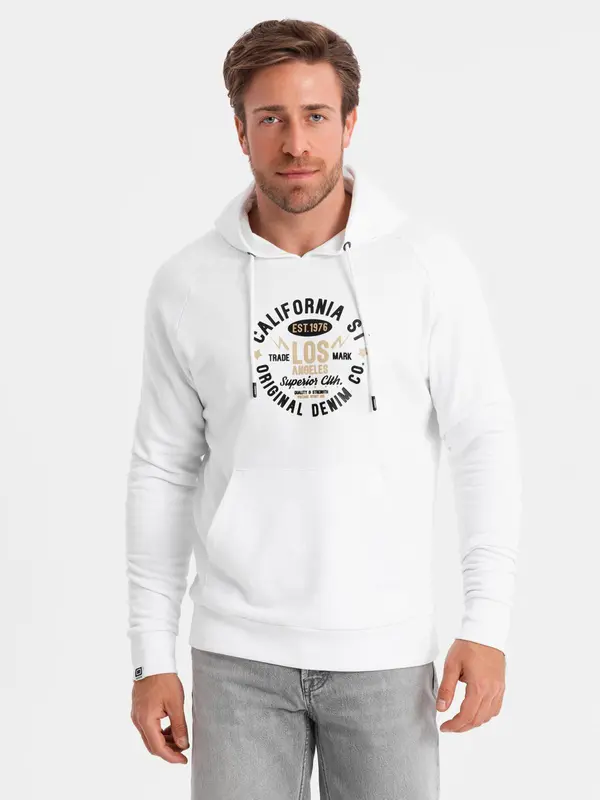 Ombre Ombre Men's printed kangaroo sweatshirt - white