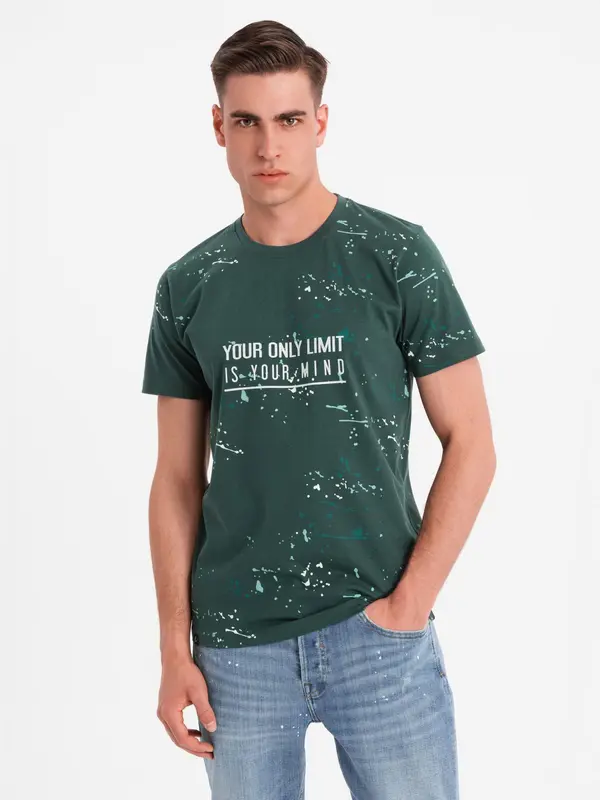 Ombre Ombre Men's printed t-shirt with round neckline - green