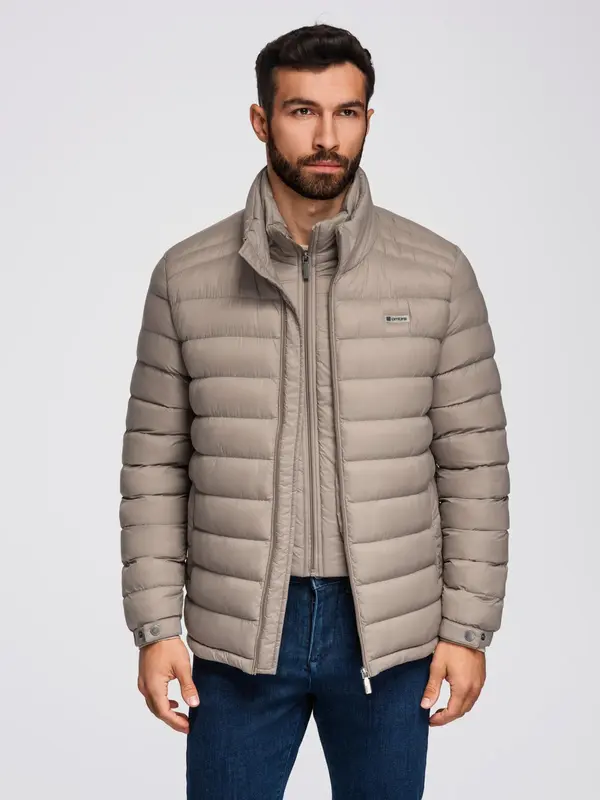 Ombre Ombre Men's quilted jacket with two fasteners - dark beige