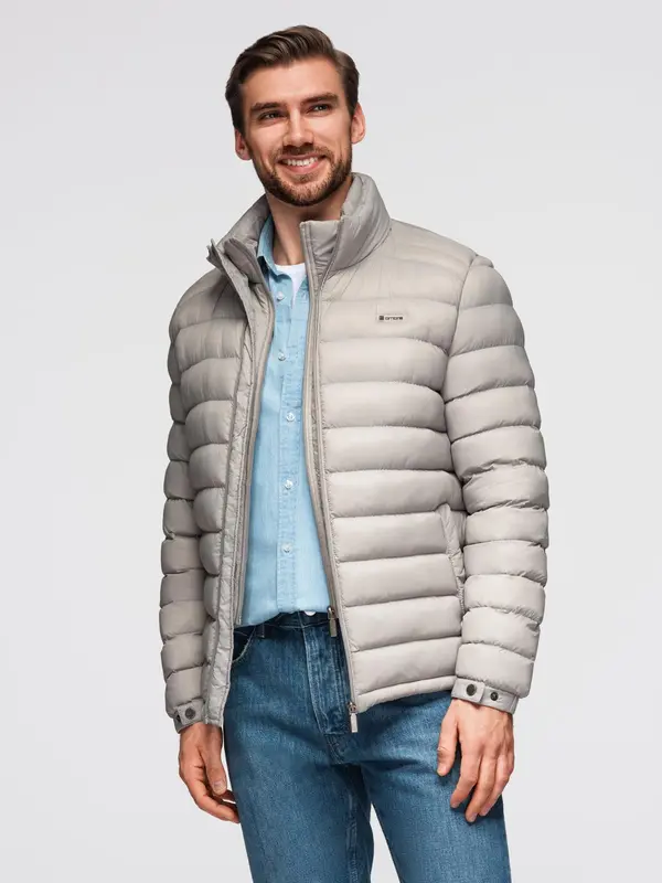 Ombre Ombre Men's quilted jacket with two fasteners - light grey