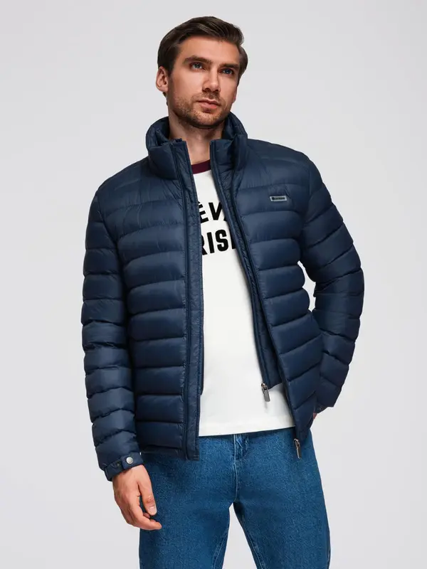 Ombre Ombre Men's quilted jacket with two fasteners - navy blue