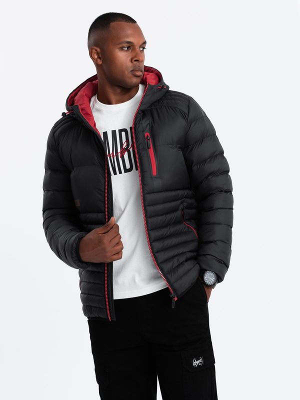 Ombre Ombre Men's quilted nylon sports style jacket - black