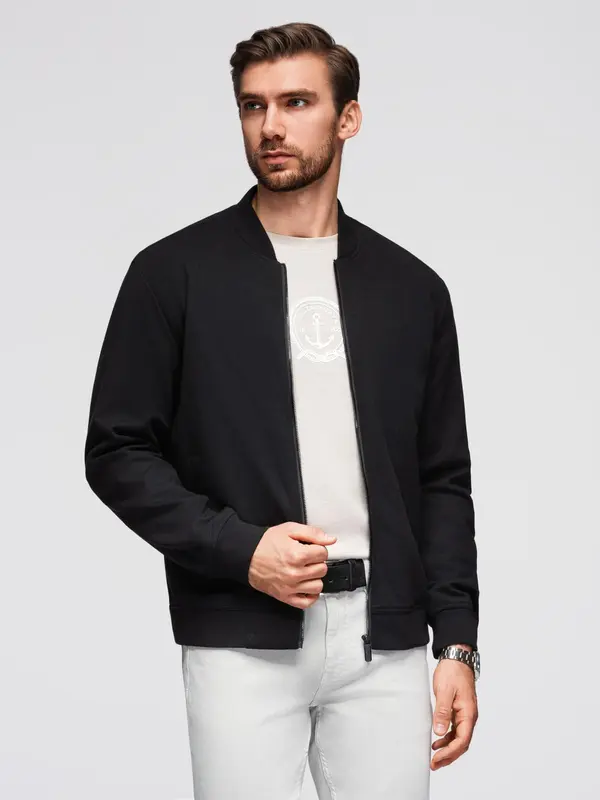 Ombre Ombre Men's raglan sleeve bomber jacket - black