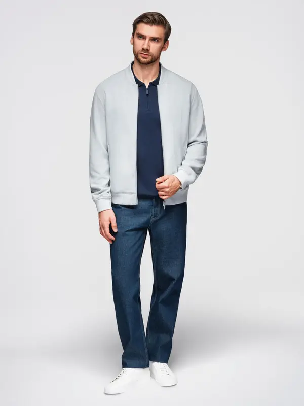 Ombre Ombre Men's raglan sleeve bomber jacket - light grey