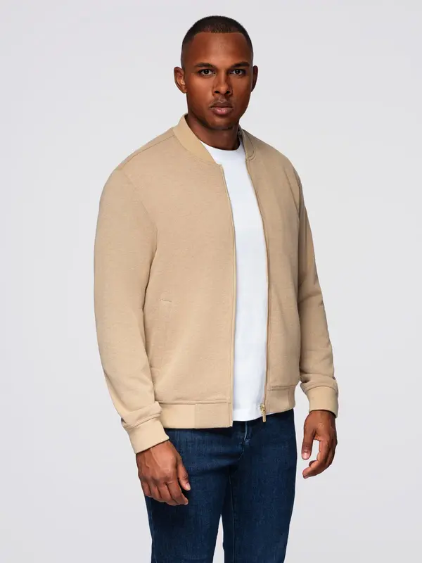 Ombre Ombre Men's raglan sleeve bomber jacket - warm beige
